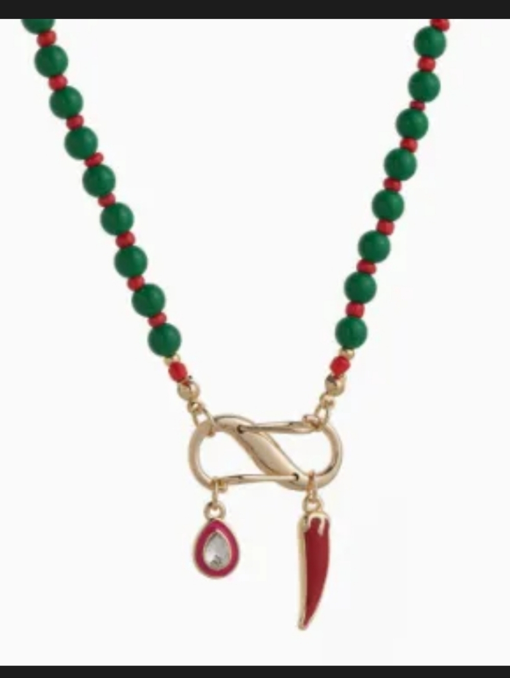 $128 Mayamar Beaded Pepper Charm Necakle 24k Gold Plated - Picture 2 of 3